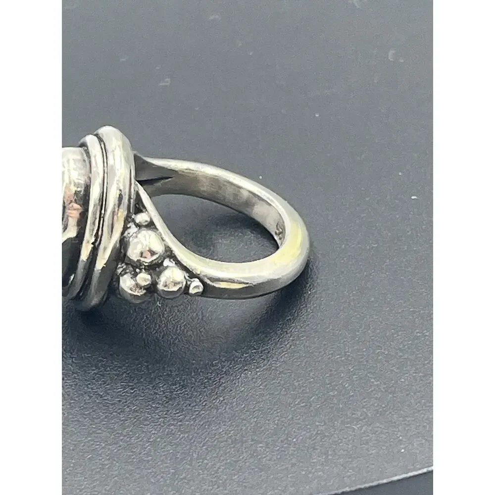 Sterling Silver Artisan Oval Shaped Bezel Set‎ Smoky Quartz Stone Ring Sz 7.75